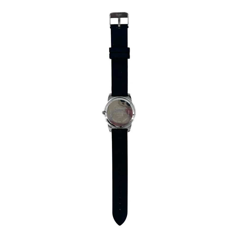 Disney Mickey Mouse Watch Accutime Heart Second Hand Black Band MK1111 Working